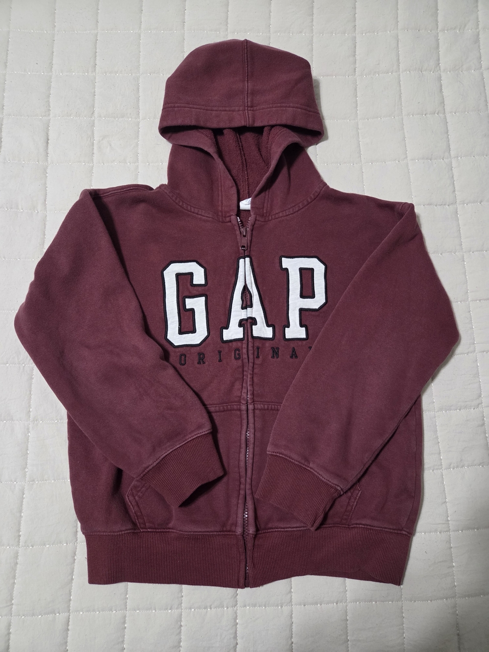 GAP Kids Burgundy Full-Zip Hoodie with Logo